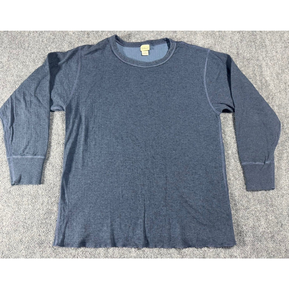 Vintage L.L.Bean Wool Blend Blue Thermal Base Layer Long Sleeve Canada - Men's L